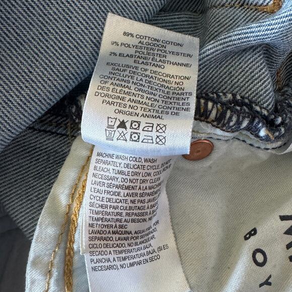 Lucky SZ 4/27 Boyfriend Sienna Jeans Mid-Rise Distressed Frayed Hem Stretch Blue - Picture 13 of 14